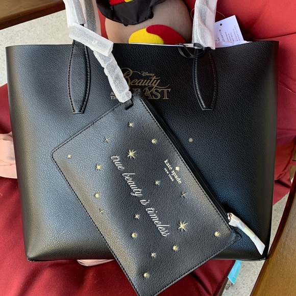 Authentic KATE SPADE Reversible leather Beauty and the beast  tote/Wristlet - Picture 6 of 13